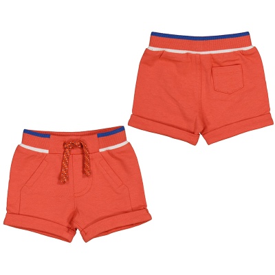 Calções laranja para criança com cintura elástica e cordão colorido