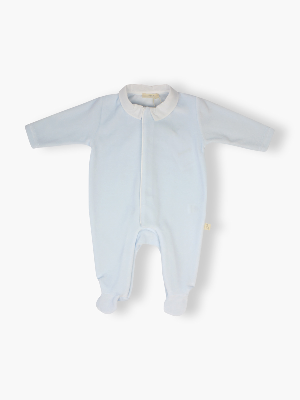 Macacão bebé azul claro com gola branca