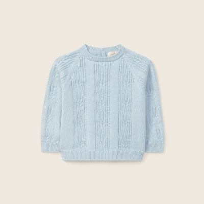 Sweater azul claro com padrão de tranças para criança