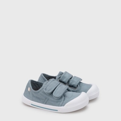 Sapatilhas infantis cinza-azul com velcro