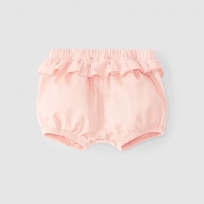 Cuecas-calções cor-de-rosa para bebé com folho