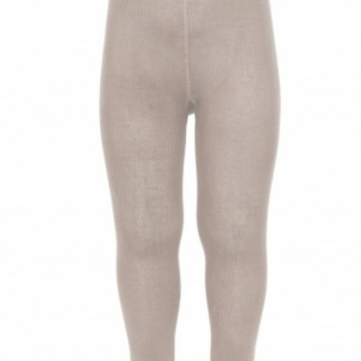 Collants para criança bege em malha canelada