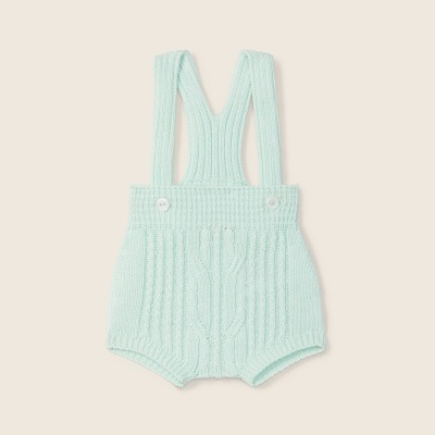 Macacão curto azul claro de malha com tranças e alças cruzadas