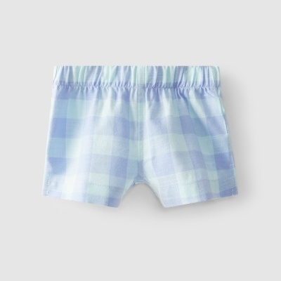 Cuecas de criança xadrez azul claro e branco com cós elástico