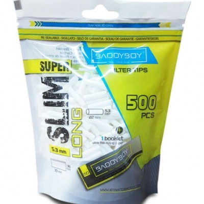 Embalagem de filtro para cigarros BADDYBOY branco e amarelo com 500 peças