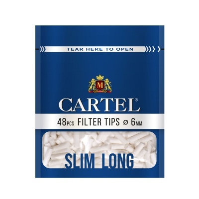 Pacote azul com filtros brancos Cartel Slim Long 6mm
