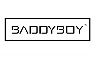 Logótipo BADDYBOY em caixa retangular preta sobre fundo branco