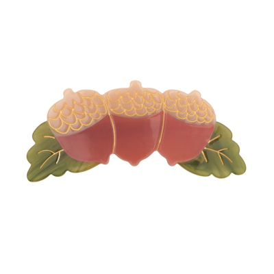Pulseira decorativa com bolotas rosa e folhas verdes