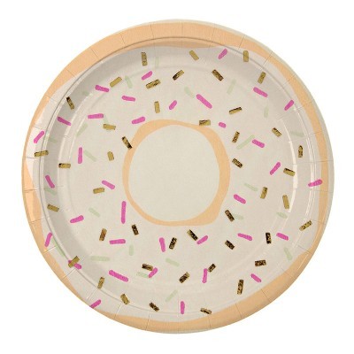 Prato descartável redondo com padrão de confeitos coloridos