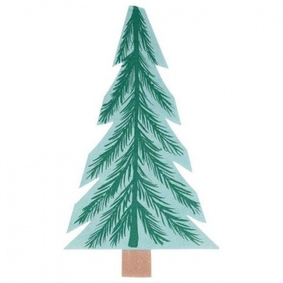 Desenho de árvore de natal azul claro com galhos verdes