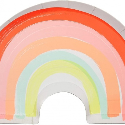 Almofada decorativa em forma de arco-íris com várias cores pastel