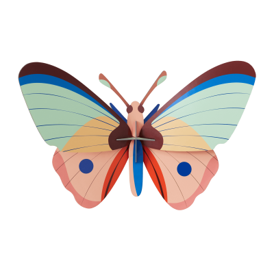 Relógio de parede em forma de borboleta colorida