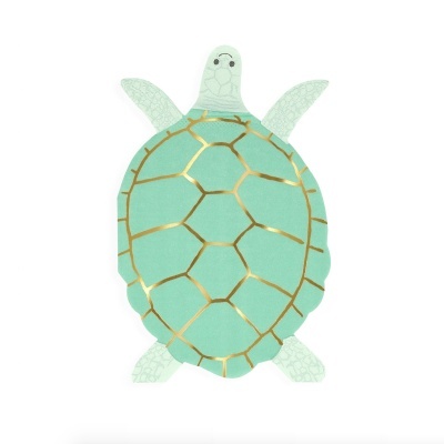 Tapete em forma de tartaruga verde água com padrões dourados e textura macia