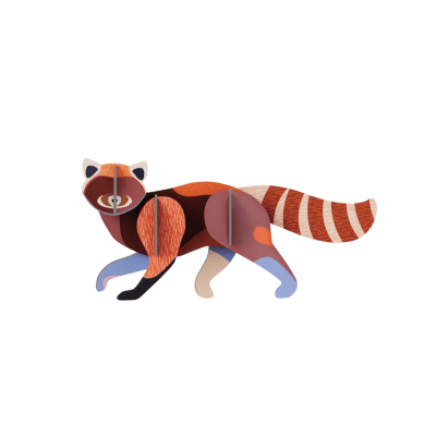 Puzzle 3D de madeira de panda-vermelho colorido