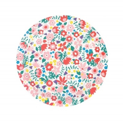 Disco redondo com padrão floral colorido