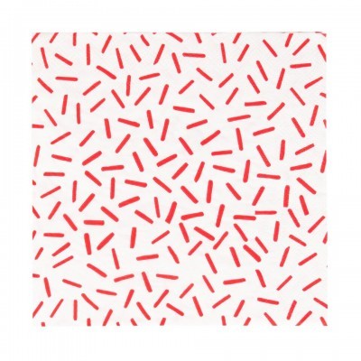 Guardanapo de papel branco com risquinhos vermelhos