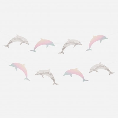 Padrão com golfinhos estilizados em tons de cinza e rosa num fundo branco