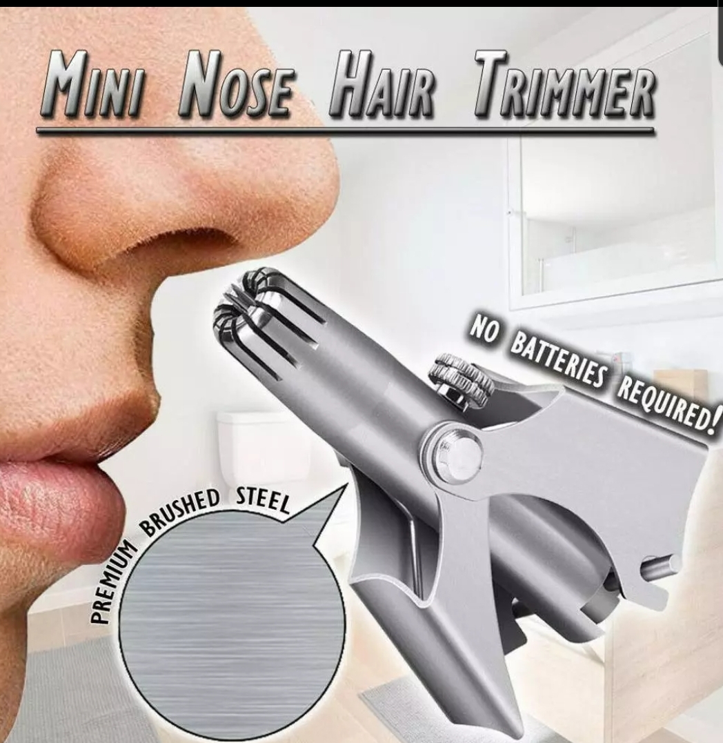Mini aparador de pelos do nariz em aço escovado prateado