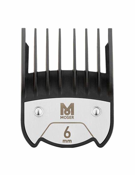 Pente de corte preto e prata para máquina de barbear com indicação 6 mm