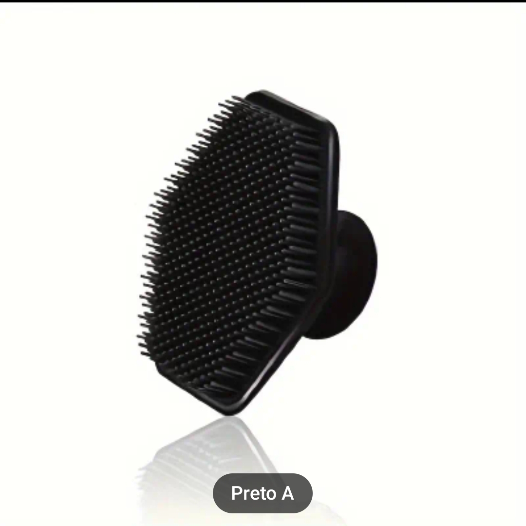 Escova de pentear preta de plástico com formato hexagonal e cerdas flexíveis