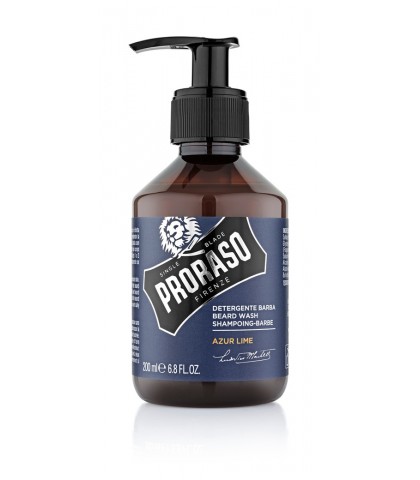 Garrafa castanha de detergente para barba PRORASO Azur Lime com doseador preto
