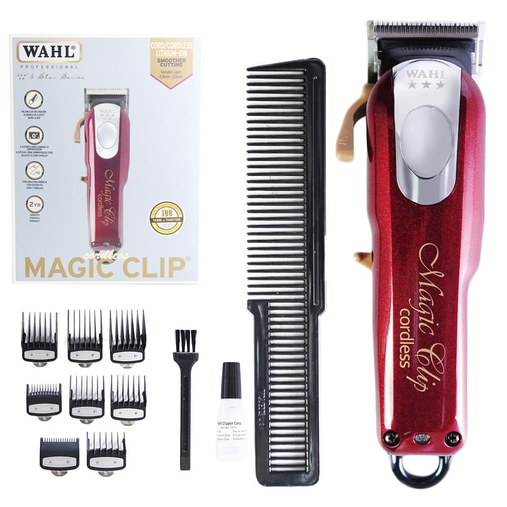 Conjunto WAHL Magic Clip cordless com máquina, pentes, escova e óleo
