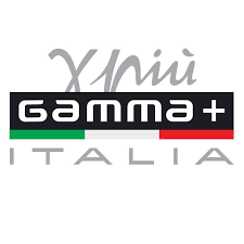 Logotipo da marca Gamma+ Italia com texto em várias cores