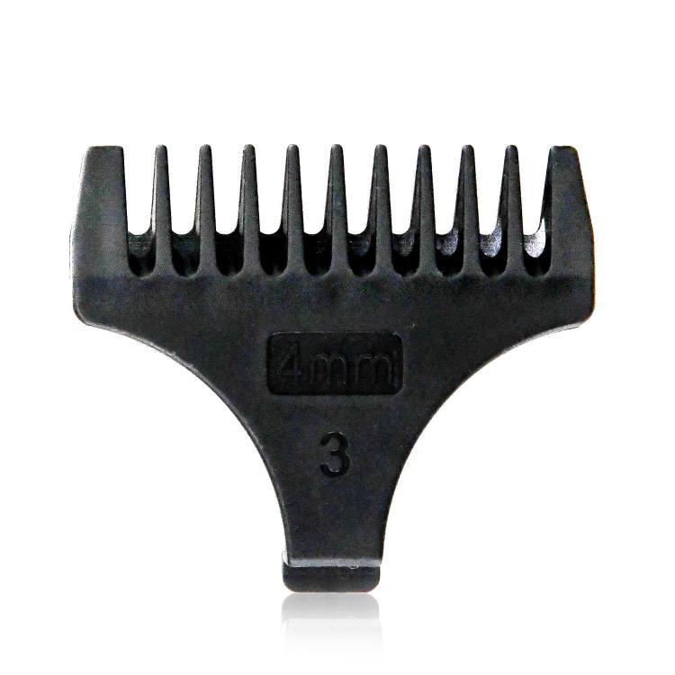 Pente de máquina de cortar cabelo preto com etiqueta 4mm e número 3