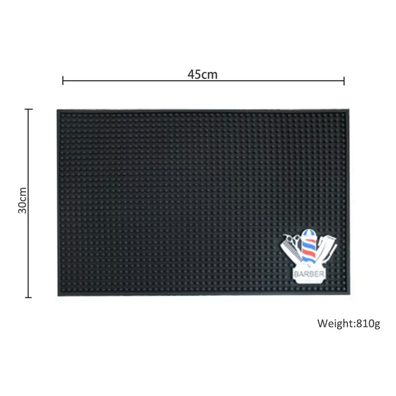 Tapete preto texturizado com logótipo 'BARBER'
