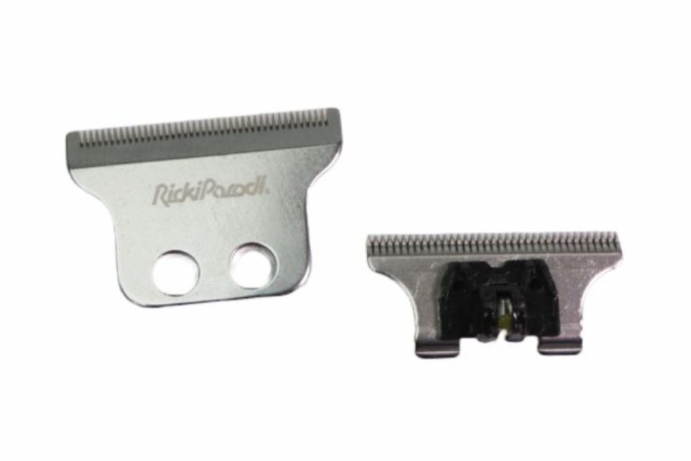 Duas lâminas metálicas cinza prateado para máquina de cortar cabelo