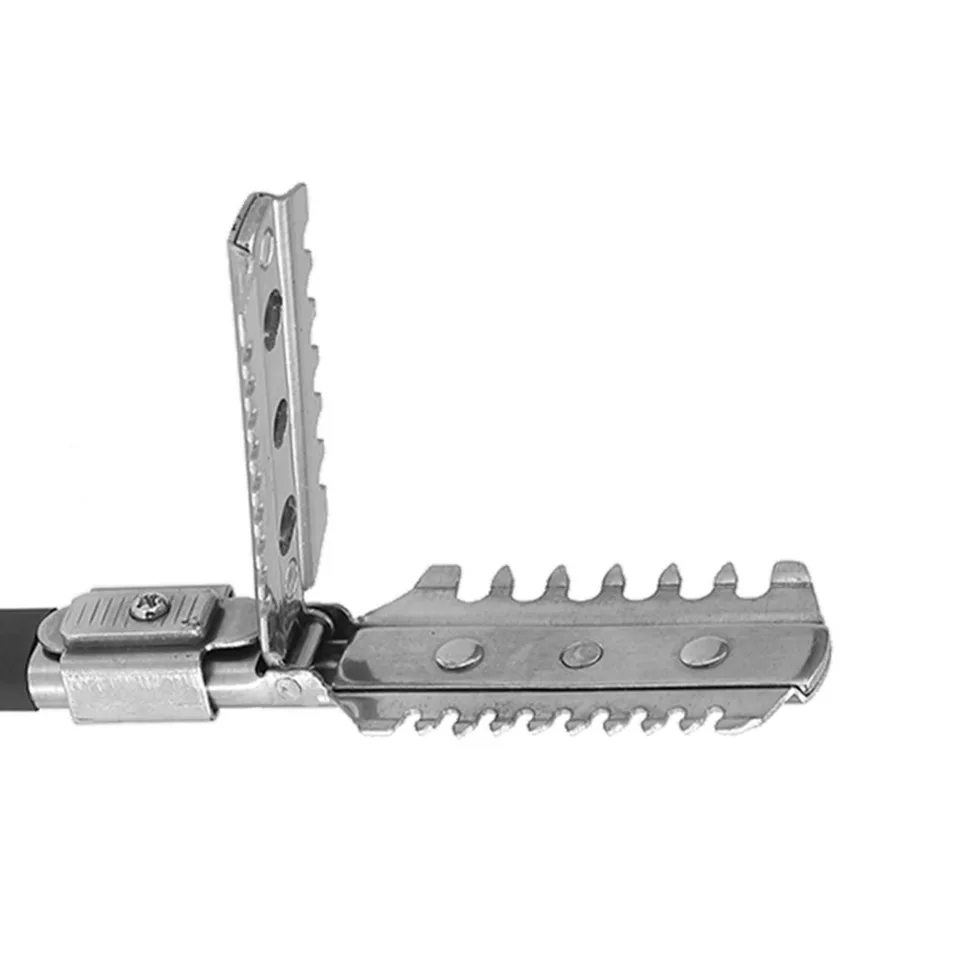 Ferramenta metálica articulada com dentes e parafusos