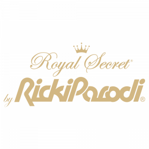 Logótipo dourado Royal Secret by RickiParodi em fundo preto