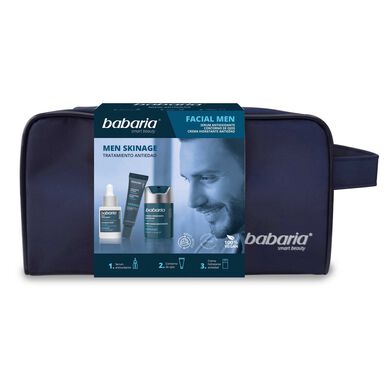 Kit de tratamento facial Babaria para homens com saco azul escuro