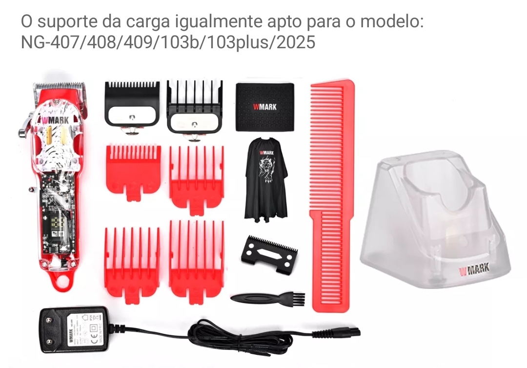 Conjunto máquina cortar cabelo com acessórios e suporte V-IMARK