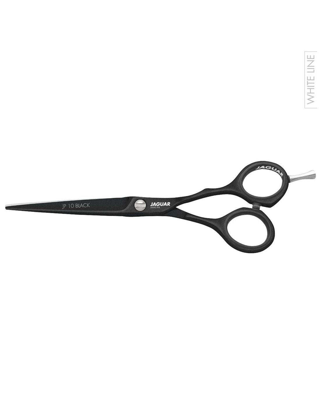 Tesoura preta JAGUAR JP 10 BLACK em fundo branco