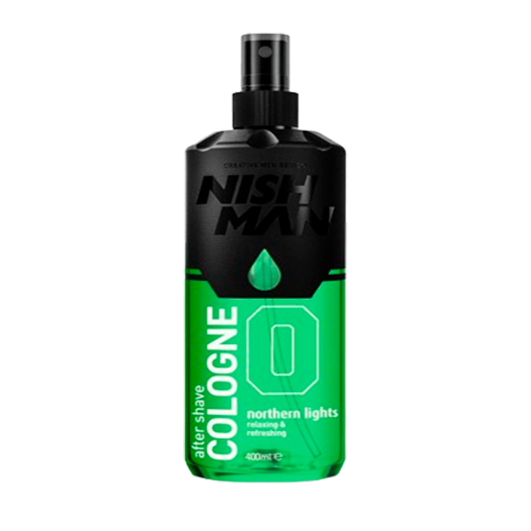 Frasco verde e preto de after shave cologne com spray