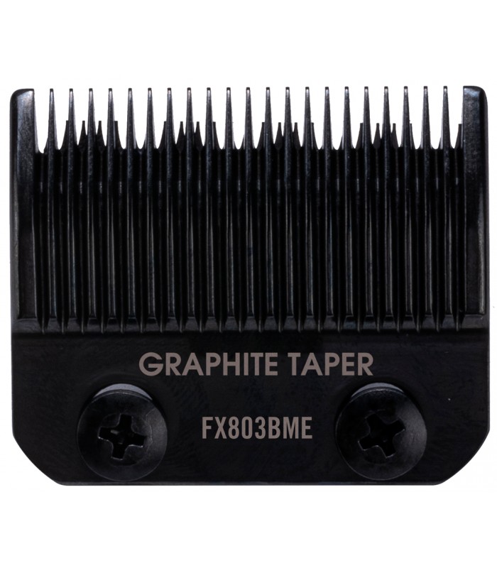 Pente de máquina de cortar cabelo preto com inscrições GRAPHITE TAPER e FX803BME