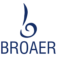 Logótipo azul BROAER em fundo branco