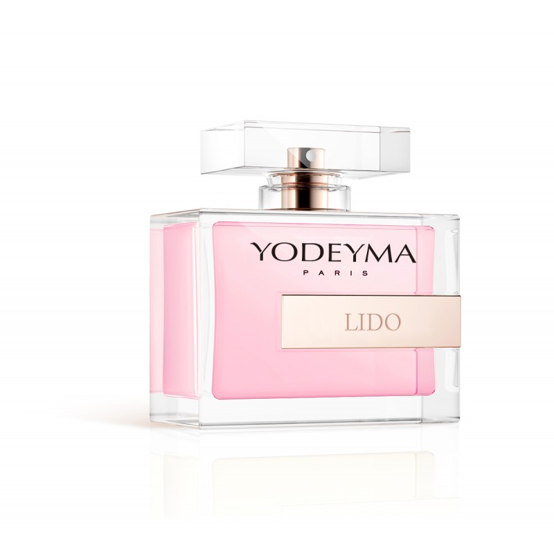 Frasco de perfume Yodeyma LIDO rosa em vidro transparente