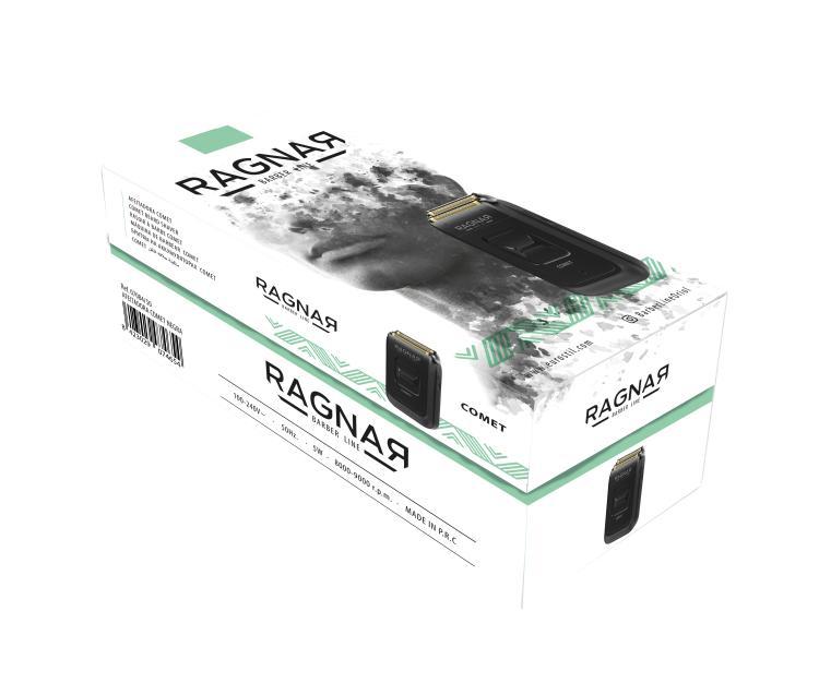 Embalagem branca e verde com máquina de cortar cabelo preta RAGNAR COMET