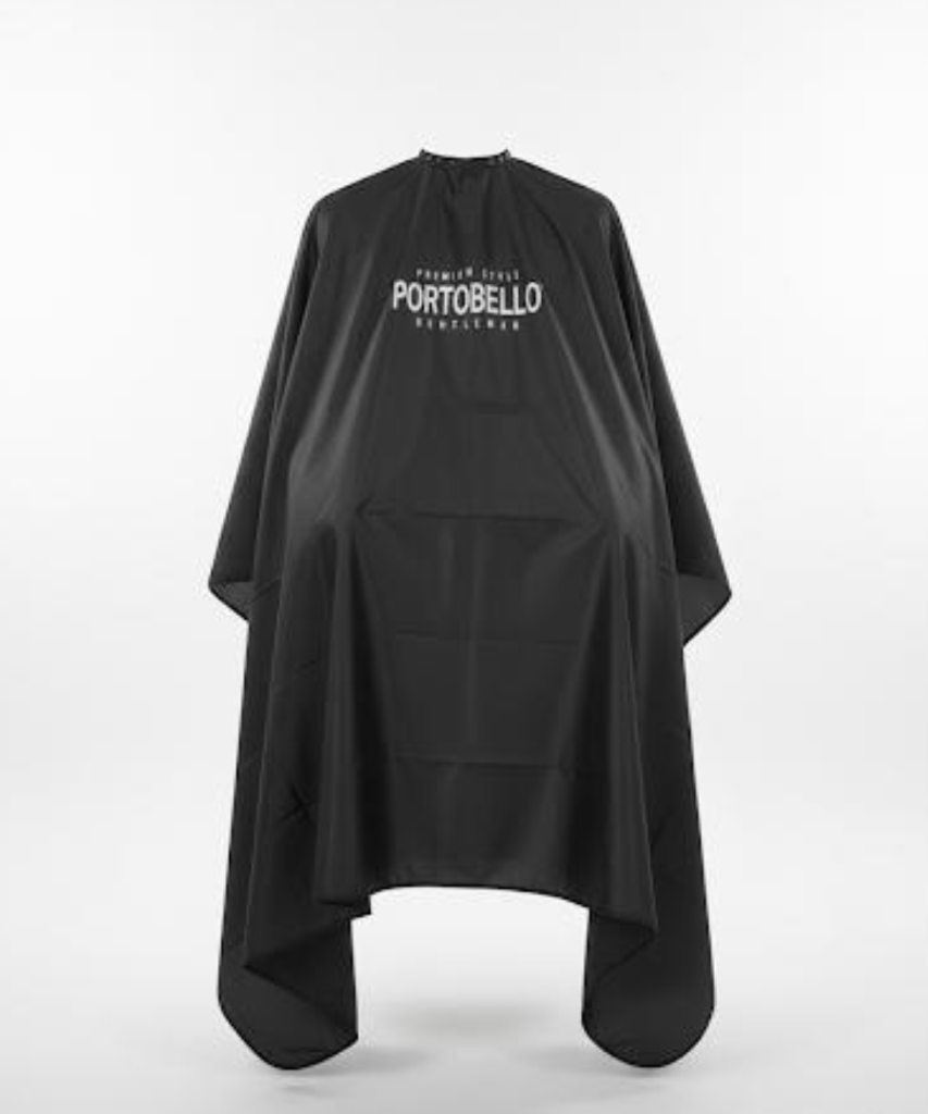 Capa preta para cabeleireiro com logo branco Portobello