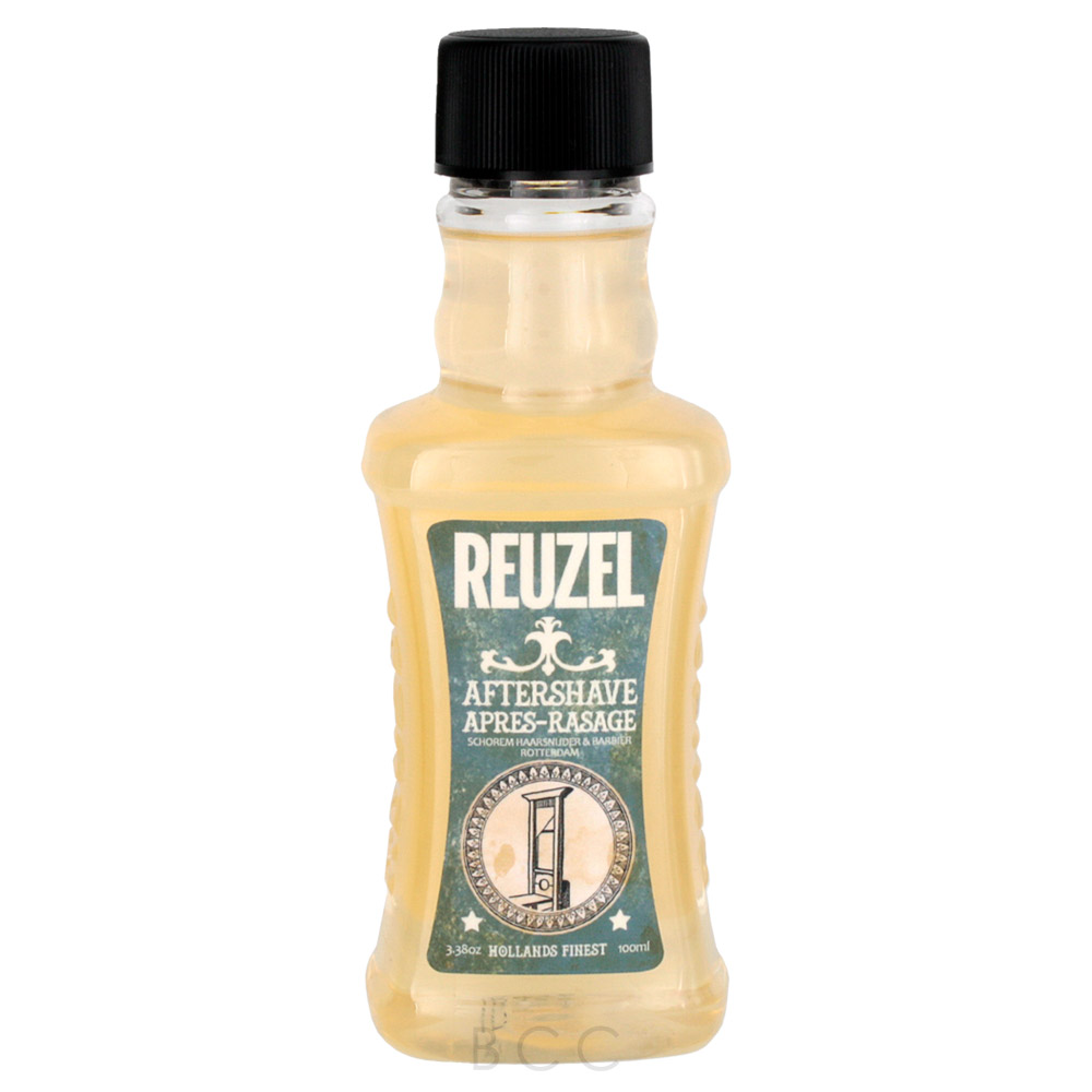 Frasco de aftershave Reuzel com rótulo verde e tampa preta