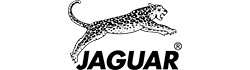 Logotipo preto da marca Jaguar com jaguar em pose de salto