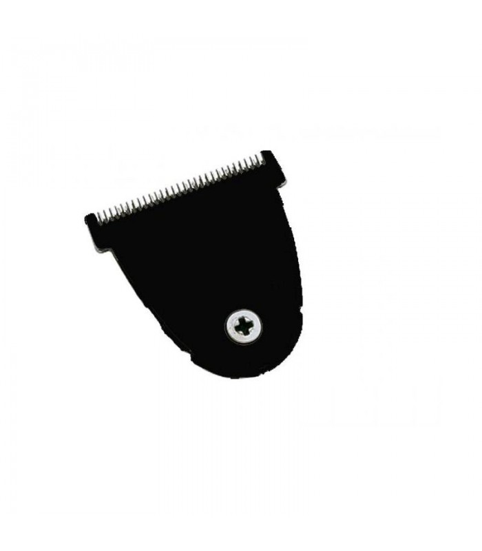 Cabeça de máquina de cortar cabelo preta com lâminas metálicas