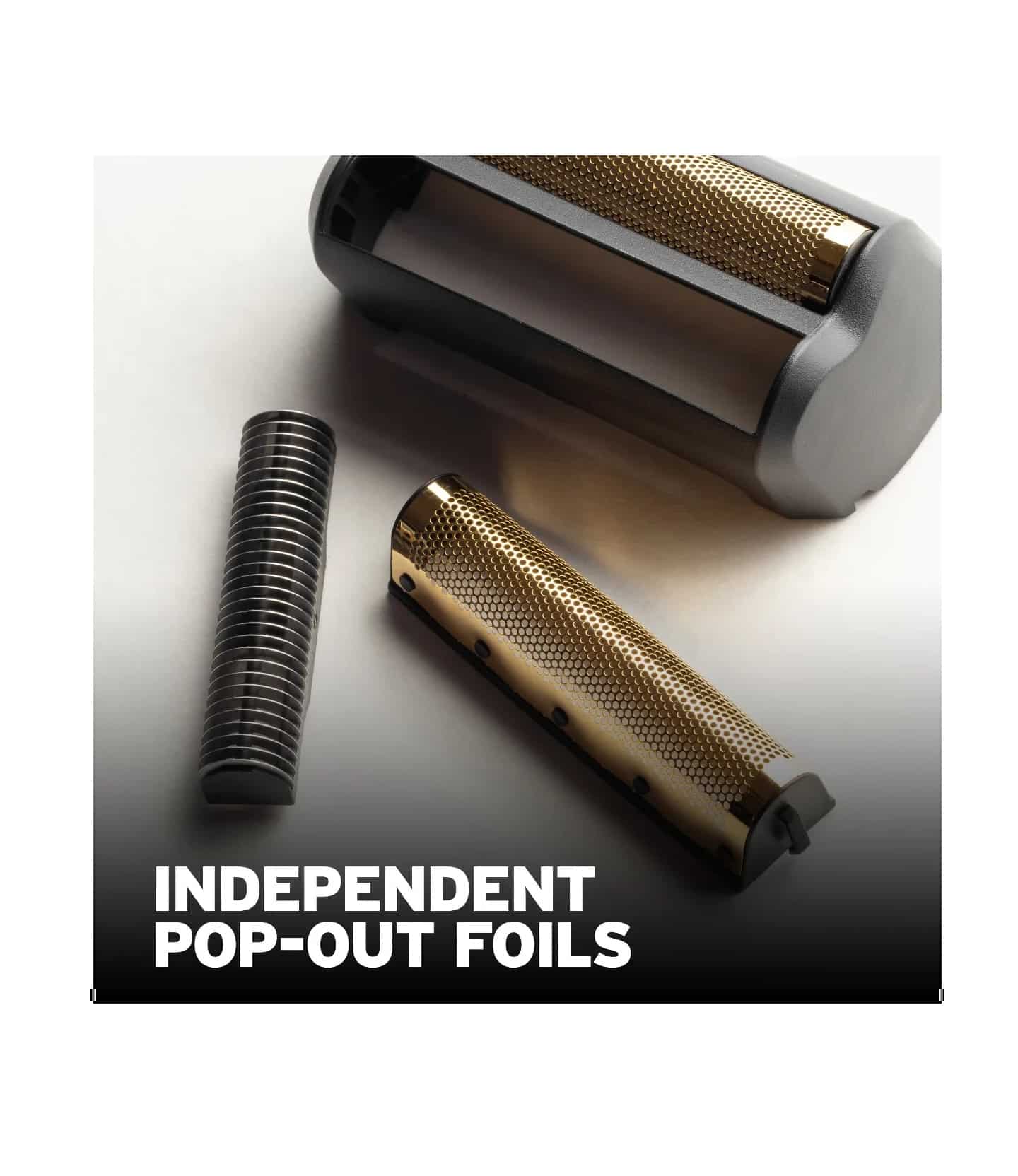 Peças metálicas para barbeador com texto INDEPENDENT POP-OUT FOILS