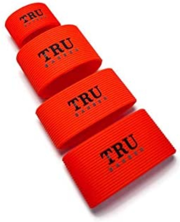 Faixas elásticas vermelhas com texto TRU GAMES