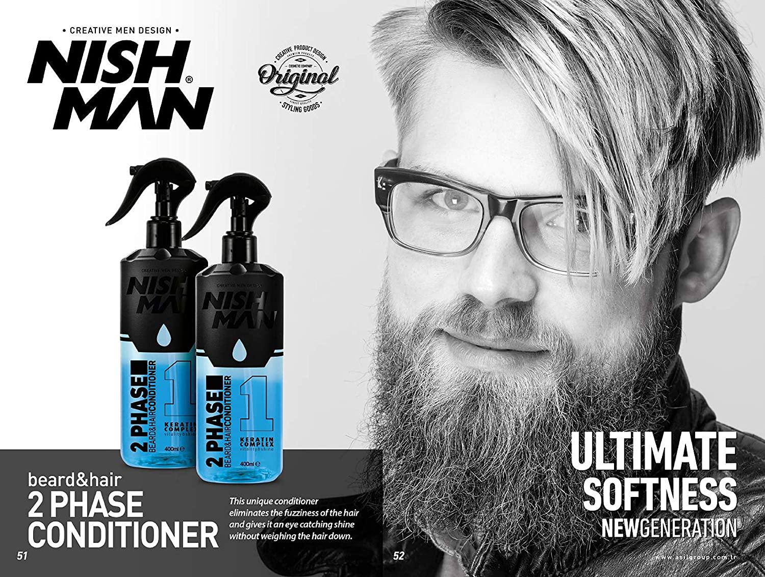 Produto NISH MAN 2 Phase Conditioner com imagem de homem de barba e óculos
