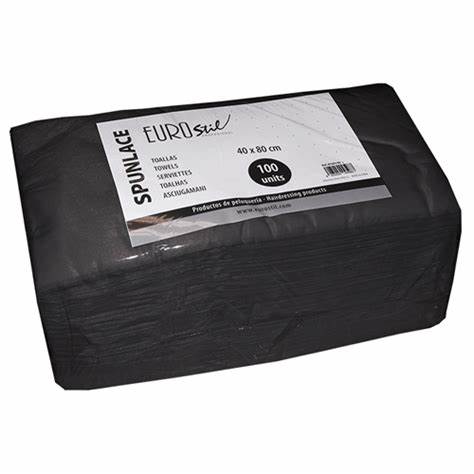 pacote de toalhas descartáveis pretas Spunlace EUROstyle