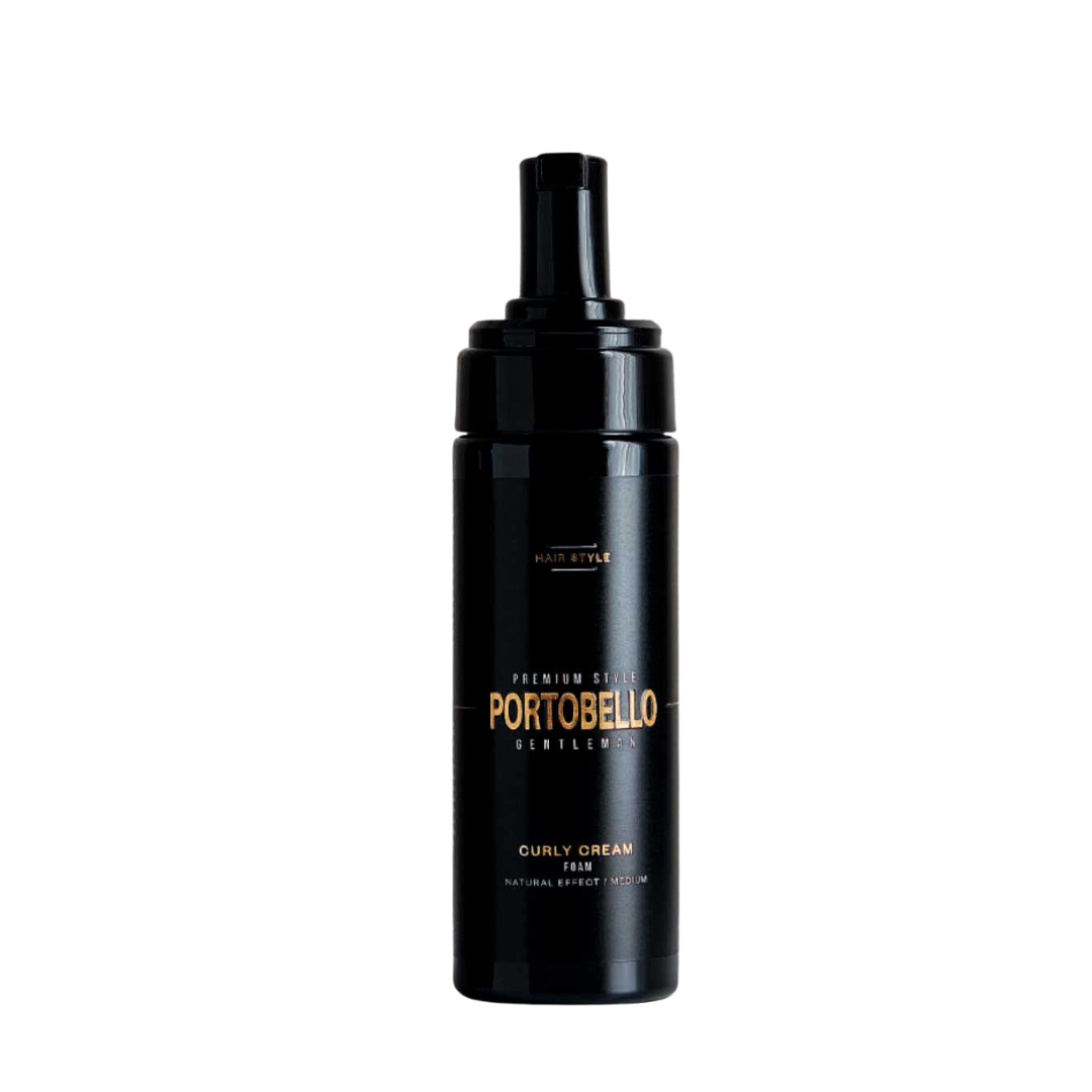 Frasco preto de espuma para cabelo Portobello Gentleman Curly Cream