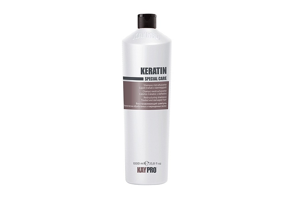 Garrafa branca com tampa preta do produto Keratin A Special Care da KAYPRO